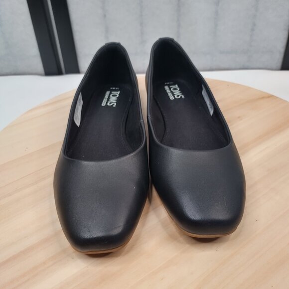 Tom's Brielle Black Leather Flats Shoes Women US 6 - Picture 5 of 14